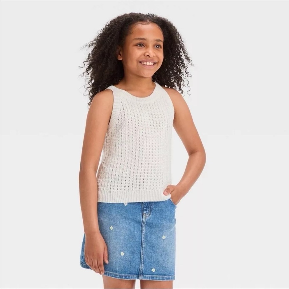 Girls' Sweater Tank Top - Cat & Jack™ Cream XL